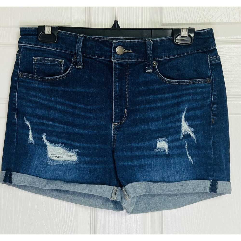Universal Thread High Rise Midi Shorts Women's Size 6/28 Cuffed Blue